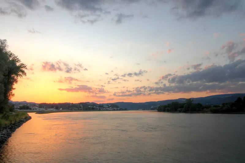 Donau, HDR, Landschaft, Ortschaft, Sonnenuntergang, Wasser · Ybbs · 11.08.2026